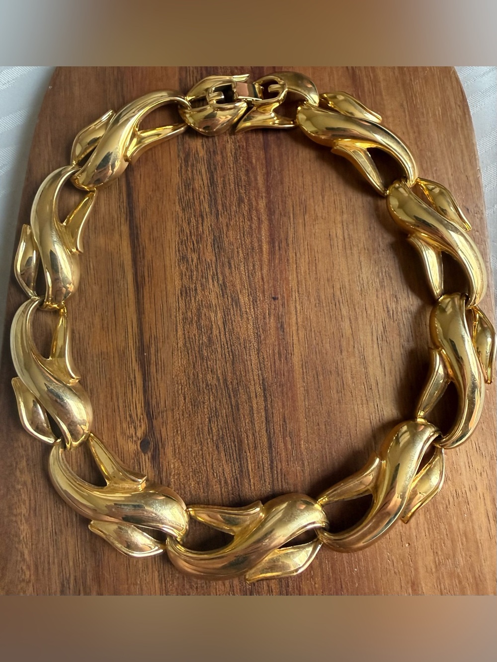 Vintage Gold Tone Chunky Statement Chocker Link Necklace